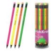 ErichKrause JOY Neon Lapiz de Grafito con Goma de Borrar - Mina HB - Cuerpo Redondo - Plastico - Agarre Ergonomico - Colores Sur