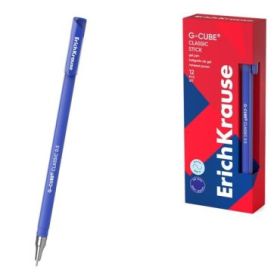 ErichKrause G-Cube Stick Classic Boligrafo con Capuchon - Punta de 0.5mm - Trazo 0.4mm - Tinta de Gel - Resistente al Agua - Sec