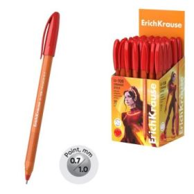 ErichKrause U-108 Stick Orange Boligrafo con Capuchon - Punta de 0.7mm - Cuerpo Opaco Naranja - Trazo 0.26mm - Tinta de Baja Vis