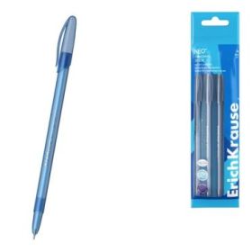 ErichKrause Neo Stick Original Pack de 4 Boligrafos con Capuchon - Punta de Aguja 0.7mm - Cuerpo Transparente - Trazo 0.26mm - T