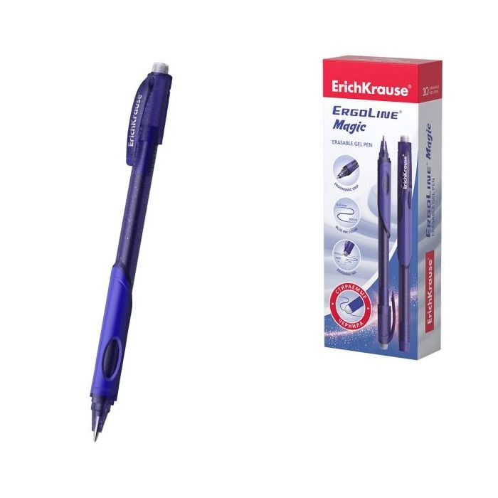ErichKrause ErgoLine Magic Stick and Grip Boligrafo Borrable - Punta de 0.5mm - Trazo 0.4mm - Tinta de Gel - Resistente al Agua