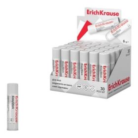 ErichKrause EasyStick Expositor con 30 Pegamentos en Barra - 6g - No Toxico - Secado Rapido - sin Disolventes - Multisuperficie