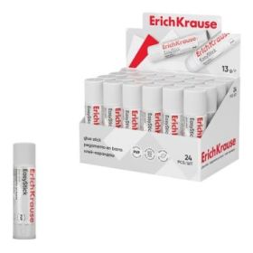 ErichKrause EasyStick Expositor con 24 Pegamentos en Barra - 13g - No Toxico - Secado Rapido - sin Disolventes - Multisuperficie