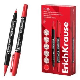 ErichKrause Double P-80 Rotulador Permanente Doble - Punta de Bala de 1.65mm - Punta de Aguja de 0.45mm - Resistente al Agua y a