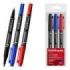 ErichKrause Double P-80 Pack de 3 Rotuladores Permanentes - Punta de Bala de 1.65mm - Punta de Aguja de 0.45mm - Resistente al A