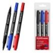 ErichKrause Double P-80 Pack de 3 Rotuladores Permanentes - Punta de Bala de 1.65mm - Punta de Aguja de 0.45mm - Resistente al A