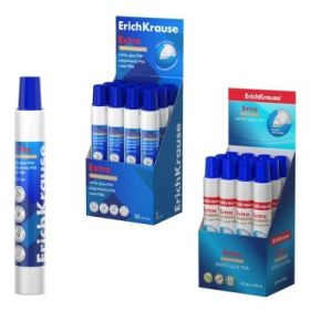 ErichKrause Extra Expositor con 12 Botellas de Cola Blanca PVA - 50ml - No Toxico - sin Disolventes - Multisuperficie - Color Bl