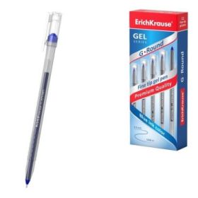 ErichKrause G-Round Stick Classic Boligrafo con Capuchon - Punta de 0.5mm - Trazo 0.3mm - Tinta de Gel - Resistente al Agua - Se
