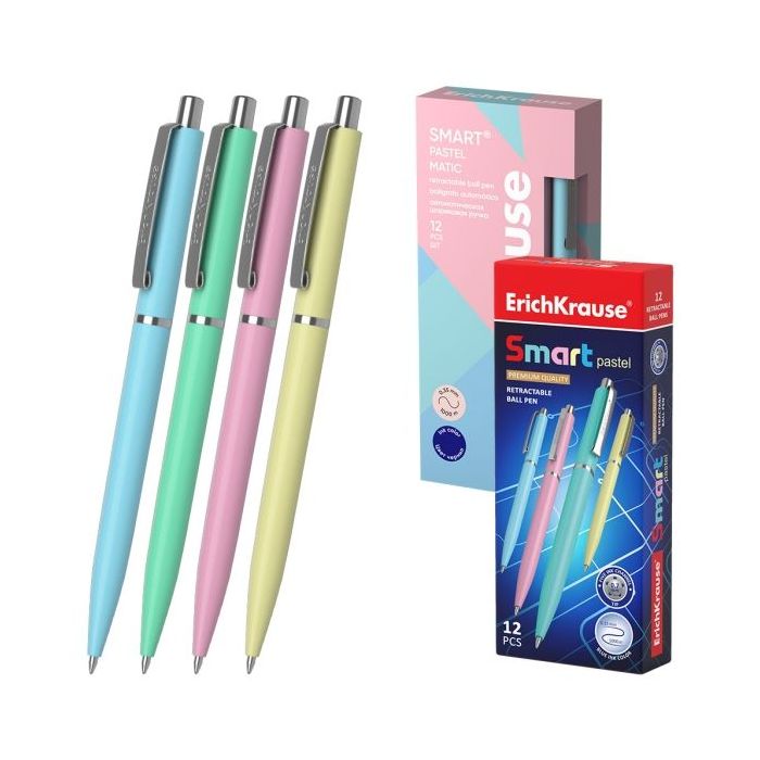ErichKrause Smart Matic Pastel Boligrafo Retractil - Modelos Surtidos - Trazo 0.35mm - Color Azul