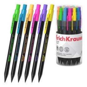 ErichKrause XS Clip Accent Portaminas - Mina HB de 0.7mm - Goma de Borrar Integrada - Cuerpo Hexagonal - Colores Surtidos