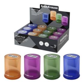 ErichKrause Ferro Container Plus Expositor con 12 Sacapuntas con Contenedor - Metalico - 2 Orificios de 8 y 11mm - Cuchilla Niqu