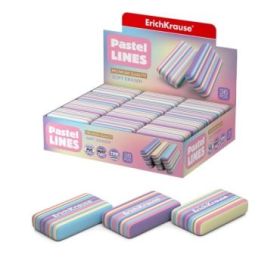 ErichKrause Pastel Lines Expositor con 36 Gomas de Borrar - Caucho Termoplastico - No Deja Residuos - No Rasga el Papel - Libre