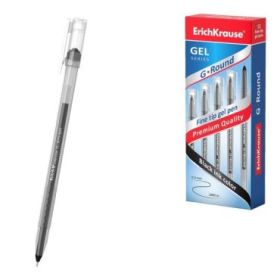 ErichKrause G-Round Stick Classic Boligrafo con Capuchon - Punta de 0.5mm - Trazo 0.3mm - Tinta de Gel - Resistente al Agua - Se