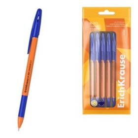 ErichKrause R-301 Stick and Grip Orange Pack de 8 Boligrafos con Capuchon - Punta de 0.7mm - Cuerpo Opaco Naranja - Trazo 0.35mm