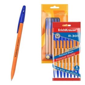 ErichKrause R-301 Stick Orange Pack de 8 Boligrafos con Capuchon - Punta de 0.7mm - Cuerpo Opaco Naranja - Trazo 0.35mm - Color