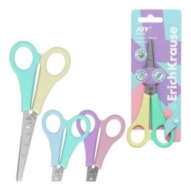 ErichKrause JOY Pastel Tijeras de 13.5cm - Puntas Redondeadas - Regla de 5cm en la Hoja - Mangos de Plastico Resistente a Golpes