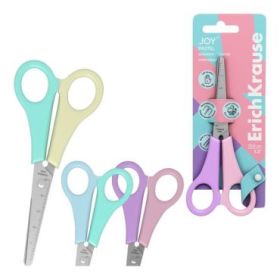ErichKrause JOY Pastel Tijeras de 13.5cm para Zurdos - Puntas Redondeadas - Mangos de Plastico Resistente a Golpes - Acero Inoxi