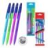 ErichKrause R-301 Stick Neon Pack de 4 Boligrafos con Capuchon - Modelos Surtidos - Trazo 0.35mm - Tinta de Secado Rapido - Colo