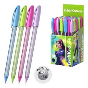 ErichKrause U-108 Stick Spring Boligrafo con Capuchon - Modelos Surtidos - Trazo 0.26mm - Tinta de Baja Viscosidad - Tapa Ventil