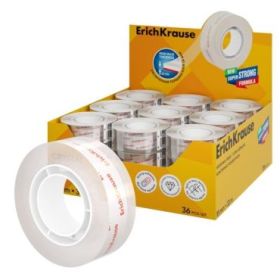 ErichKrause Crystal Expositor con 36 Cintas Adhesivas - Alta Adhesion - 18mm de Ancho - 33 Metros - Resistente al Desgarro Longi