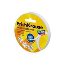 ErichKrause Cinta Adhesiva de Doble Cara - 1mm de Grosor - 12mm de Ancho - 10 Metros - Alta Adhesion - Base de Papel Extraible -