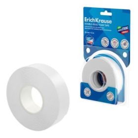 ErichKrause Cinta Adhesiva de Doble Cara - Espuma - Soporta hasta 8kg/m2 - 1mm de Grosor - 24mm de Ancho - 5 Metros - Alta Adhes