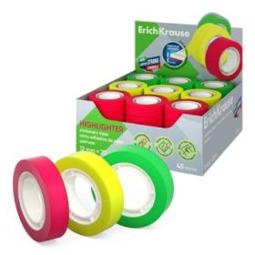 ErichKrause Highlighter Expositor con 45 Cintas Adhesivas - Alta Adhesion - 12mm de Ancho - 20 Metros - Superficie Mate Antidesl