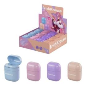ErichKrause Case Manga Expositor con 24 Sacapuntas con Contenedor - Plastico - Cuchilla Niquelada de Acero al Carbono - Orificio