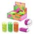 ErichKrause JOY Neon Expositor con 12 Sacapuntas con Contenedor - Goma de Borrar - Plastico - Cuchilla Niquelada de Acero al Car