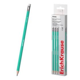 ErichKrause Prime Lapiz de Grafito con Goma de Borrar - Mina HB de 2.2mm - Cuerpo Hexagonal - Plastico - Agarre Ergonomico - Col