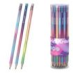 ErichKrause Galaxy Lapiz de Grafito con Goma de Borrar - Mina HB - Cuerpo Triangular - Plastico - Agarre Ergonomico - Faciles de
