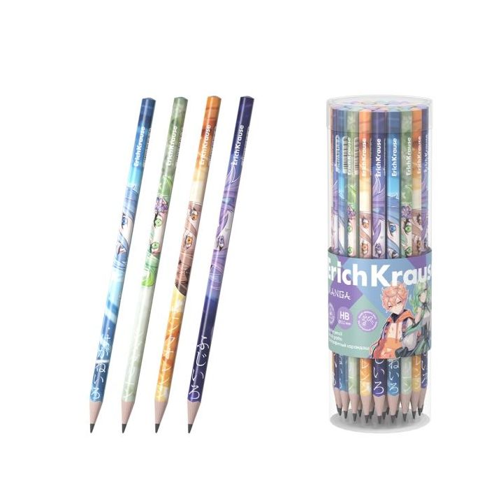 ErichKrause Manga Lapiz de Grafito - Mina HB - Cuerpo Triangular - Agarre Ergonomico - Colores Surtidos