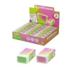 ErichKrause Gelato Expositor con 36 Gomas de Borrar - Caucho Termoplastico - No Deja Residuos - No Rasga el Papel - Libre de PVC