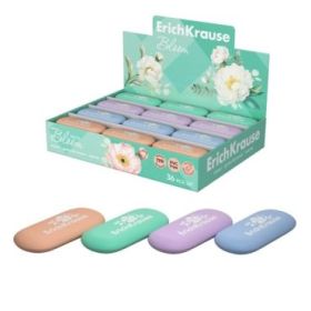 ErichKrause Pastel Bloom Expositor con 36 Gomas de Borrar - Caucho Termoplastico - No Deja Residuos - No Rasga el Papel - Libre