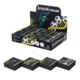 ErichKrause Sport DNA Expositor con 24 Gomas de Borrar - Caucho Termoplastico - No Deja Residuos - No Rasga el Papel - Libre de