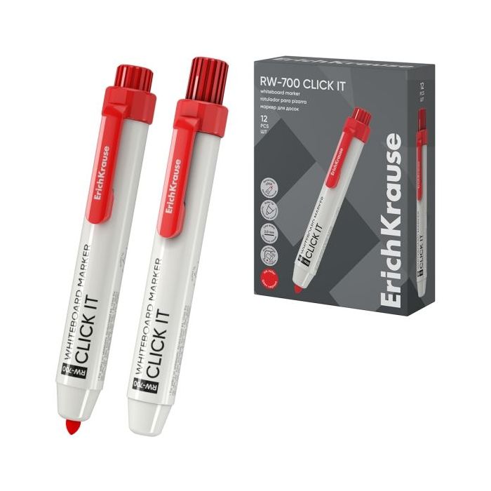 ErichKrause RW-700 Click it Rotulador para Pizarra Blanca - Sistema Retractil - Punta Conica - Trazo de 2.0mm - Tinta a Base de