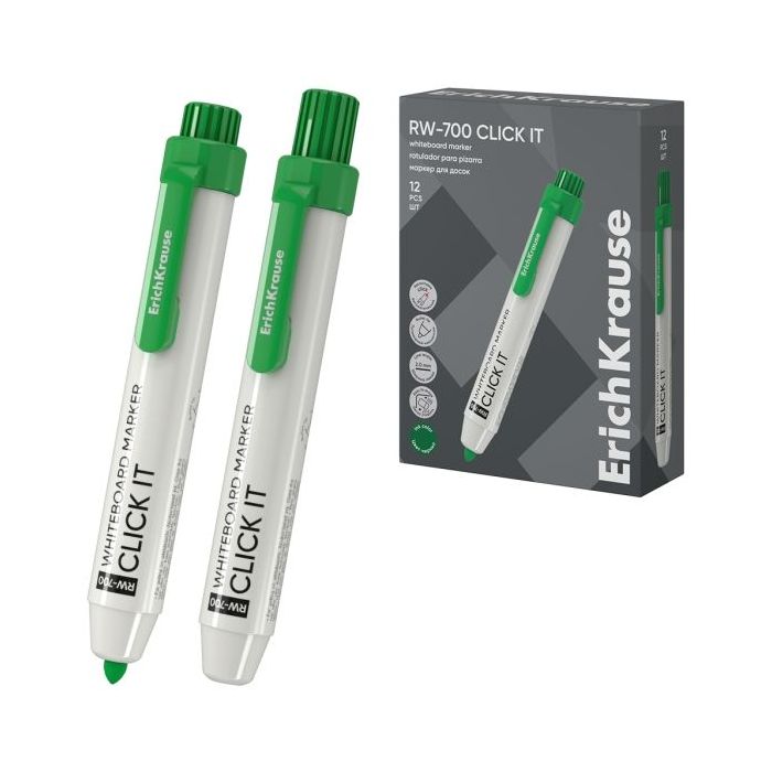 ErichKrause RW-700 Click it Rotulador para Pizarra Blanca - Sistema Retractil - Punta Conica - Trazo de 2.0mm - Tinta a Base de
