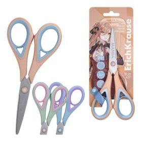 ErichKrause Endeavor Manga Tijeras de 16cm - Mangos de Plastico y Goma Antideslizante - Cuchillas en Forma de Arco - Ergonomicas