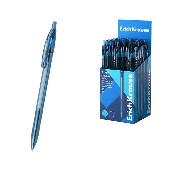ErichKrause R-301 Matic Original Boligrafo Retractil - Punta de 1.0mm - Trazo 0.5mm - Color Azul