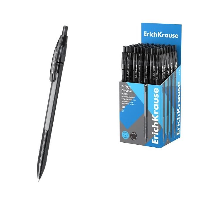 ErichKrause R-301 Matic Original Boligrafo Retractil - Punta de 1.0mm - Trazo 0.5mm - Color Negro