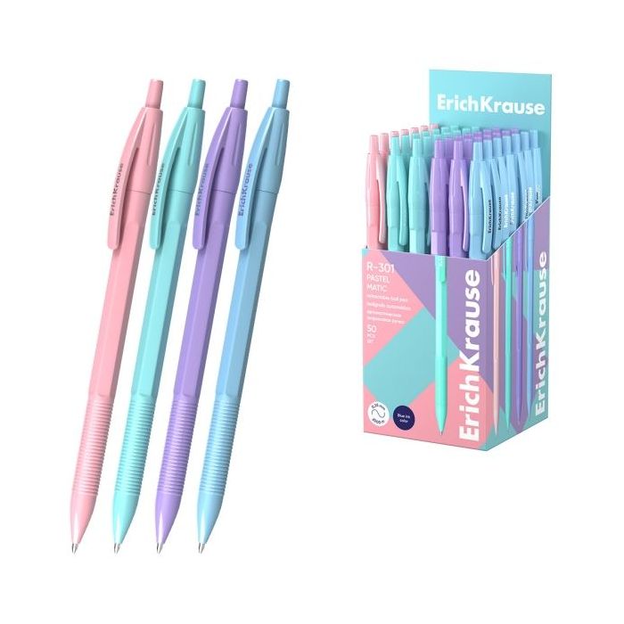 ErichKrause R-301 Matic Pastel Boligrafo Retractil - Modelos Surtidos - Trazo 0.35mm - Color Azul