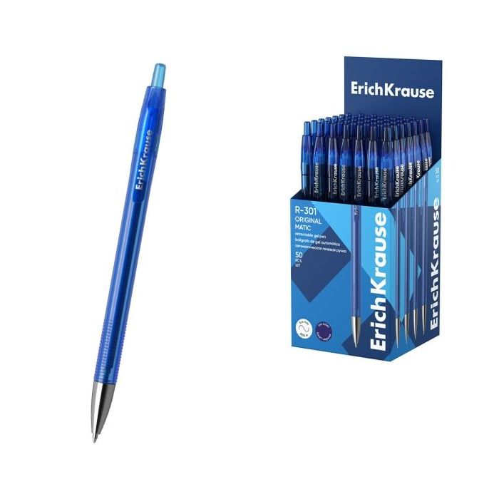 ErichKrause R-301 Original Gel Matic Boligrafo Retractil - Punta de 0.5mm - Trazo 0.4mm - Color Azul