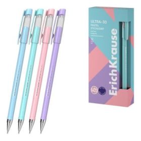 ErichKrause ULTRA-30 Stick and Grip Pastel Boligrafo con Capuchon - Modelos Surtidos - Trazo 0.26mm - Zona de Agarre de Goma - T