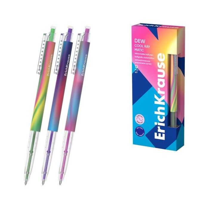 ErichKrause Dew Matic Cool Ray Boligrafo Retractil - Modelos Surtidos - Trazo 0.28mm - Color Azul
