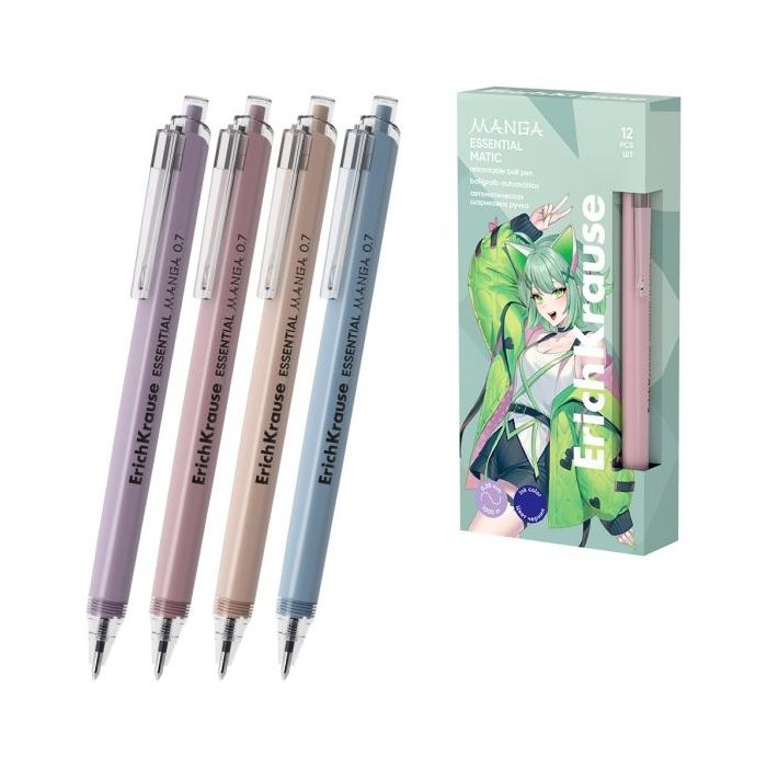 ErichKrause Essential Matic Manga Boligrafo Retractil - Modelos Surtidos - Trazo 0.28mm - Color Azul