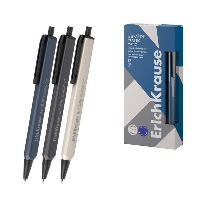 ErichKrause Severe Matic Classic Boligrafo con Capuchon - Modelos Surtidos - Trazo 0.28mm - Color Azul