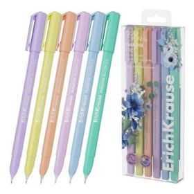ErichKrause Paradise Stick Pastel Bloom Pack de 6 Boligrafos con Capuchon - Punta de 0.5mm - Trazo 0.4mm - Tapa Ventilada - Colo
