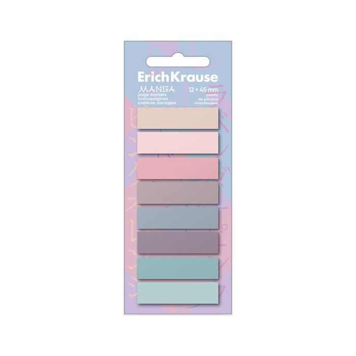 ErichKrause Manga Pack de 8 Blocs de 20 Marcadores de Pagina - Reposicionables - Plastico - 12x45mm - Colores Surtidos
