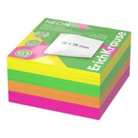 ErichKrause Neon Bloc de 400 Notas Adhesivas Reposicionables - Papel de 75g/m2 - 75x75mm - Pegamento a Base de Agua - Colores Su