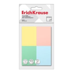 ErichKrause Pack de 4 Blocs de 100 Notas Adhesivas Reposicionables - Papel de 75g/m2 - 40X50mm - Pegamento a Base de Agua - Colo